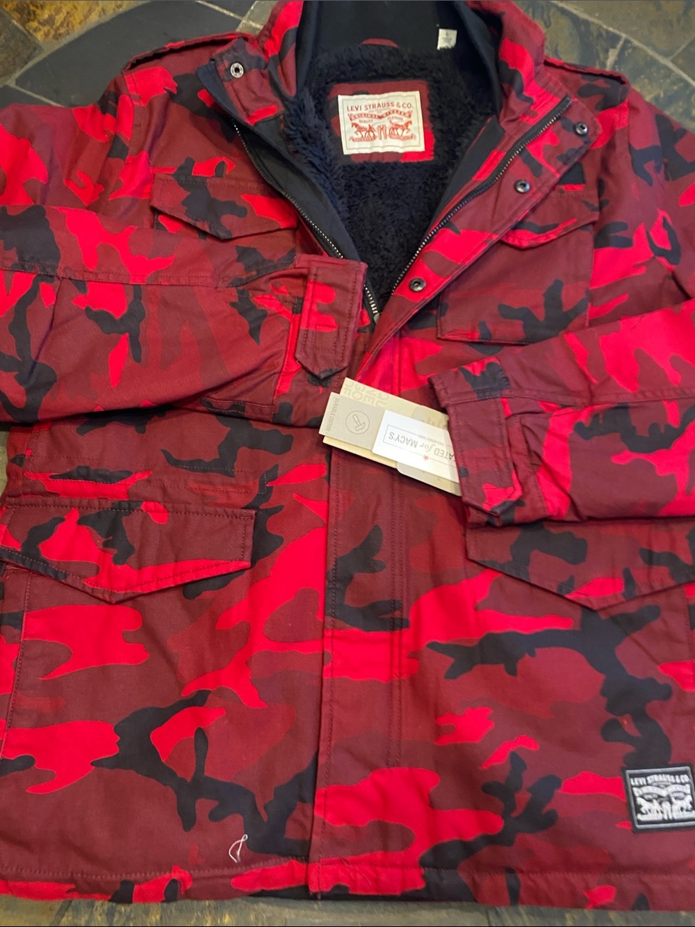 Levi's Red & Black Camouflage Puffer Jacket